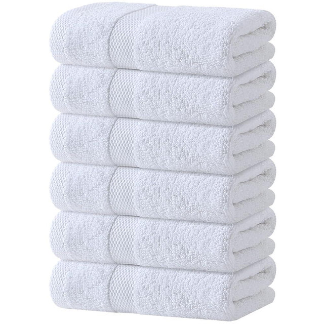 White Hand Towels for Bathroom [6 Pack] Cotton Hand Towel Bulk for Gym, Kitchen and Spa, 16x27 Inches Soft Highly Absorbent Quick Dry Terry Salon Towels