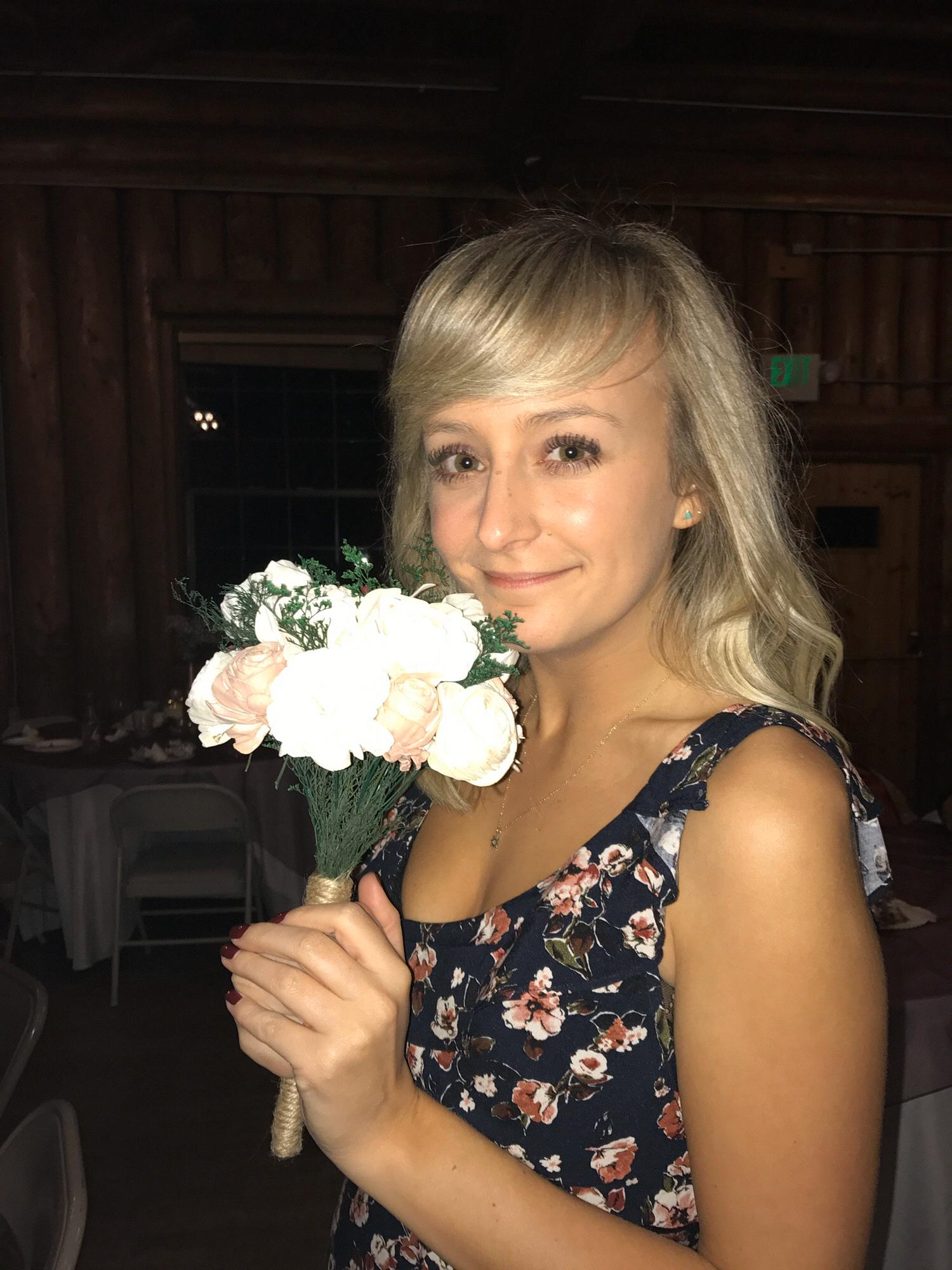 Maddie caught the bouquet at her good friends Chelsea and Conners wedding! - November 4 2017