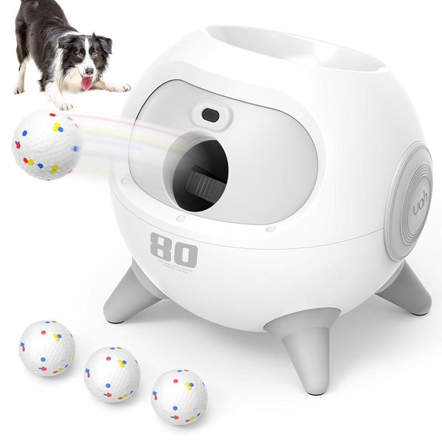 uahpet iRetriever Automatic Dog Ball Launcher with Obstacle Detection, 2 Launch Modes, 4 Adjustable Distances Ball Thrower Launcher for Medium & Large Dogs