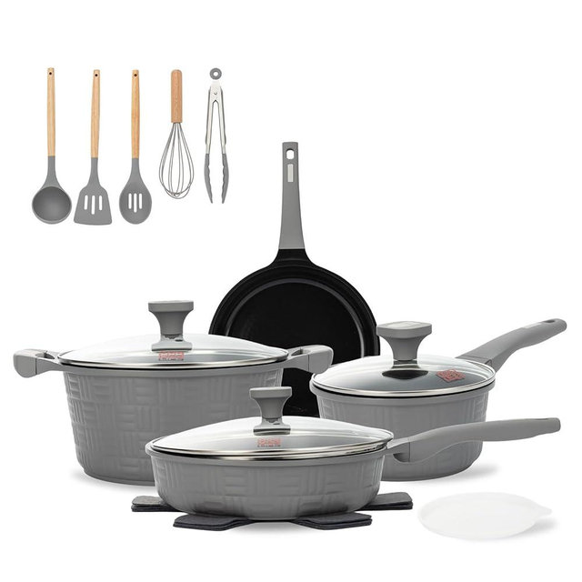 UCCLIFE 15-PCS Pots and Pans Set Non Stick, Induction Cookware Set, Non-toxic Kitchen Cooking Set, Frying Pan, Saucepan Stock Pot Kitchen Utensils Dishwasher Safe, Scratch-resistant (PFAS, PTEF Free)