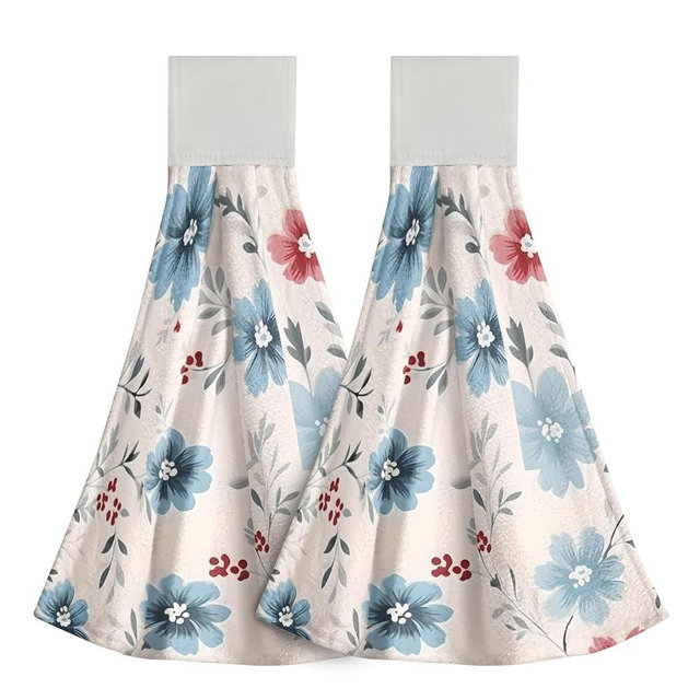 Giwawa Cute Wildflower Kitchen Tie Towel Seasonal Blossom Floral Hand Towels Set Soft Absorbent Bathroom Hanging Towel