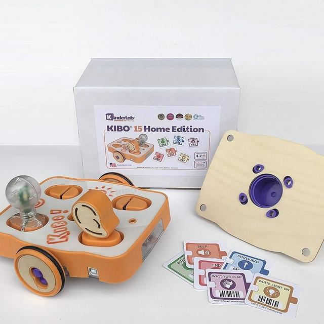 KinderLab Robotics KIBO 15 Home Edition - The Screen-Free STEAM Robot Kit for Kids 4–7 – Give The Gift of Playful Creative Coding - Bring Your Child’s Imagination to Life with Educational Robot Toy