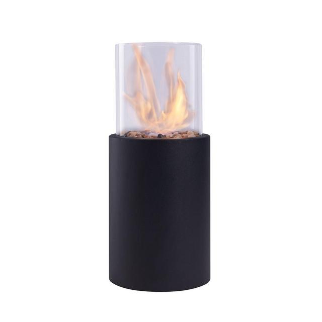 8.25"x19.25" Ventless Smokeless Glass & Black Metal Column Tabletop Fire Pit - Dayna B.