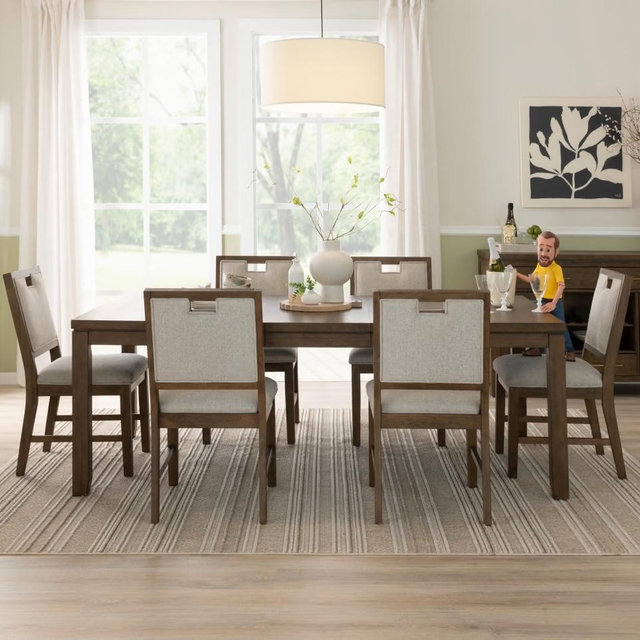 Brookline 7 Piece Brown & White Upholstered Dining Set