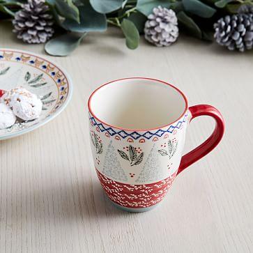 Scandi Christmas Forest Mug - Red