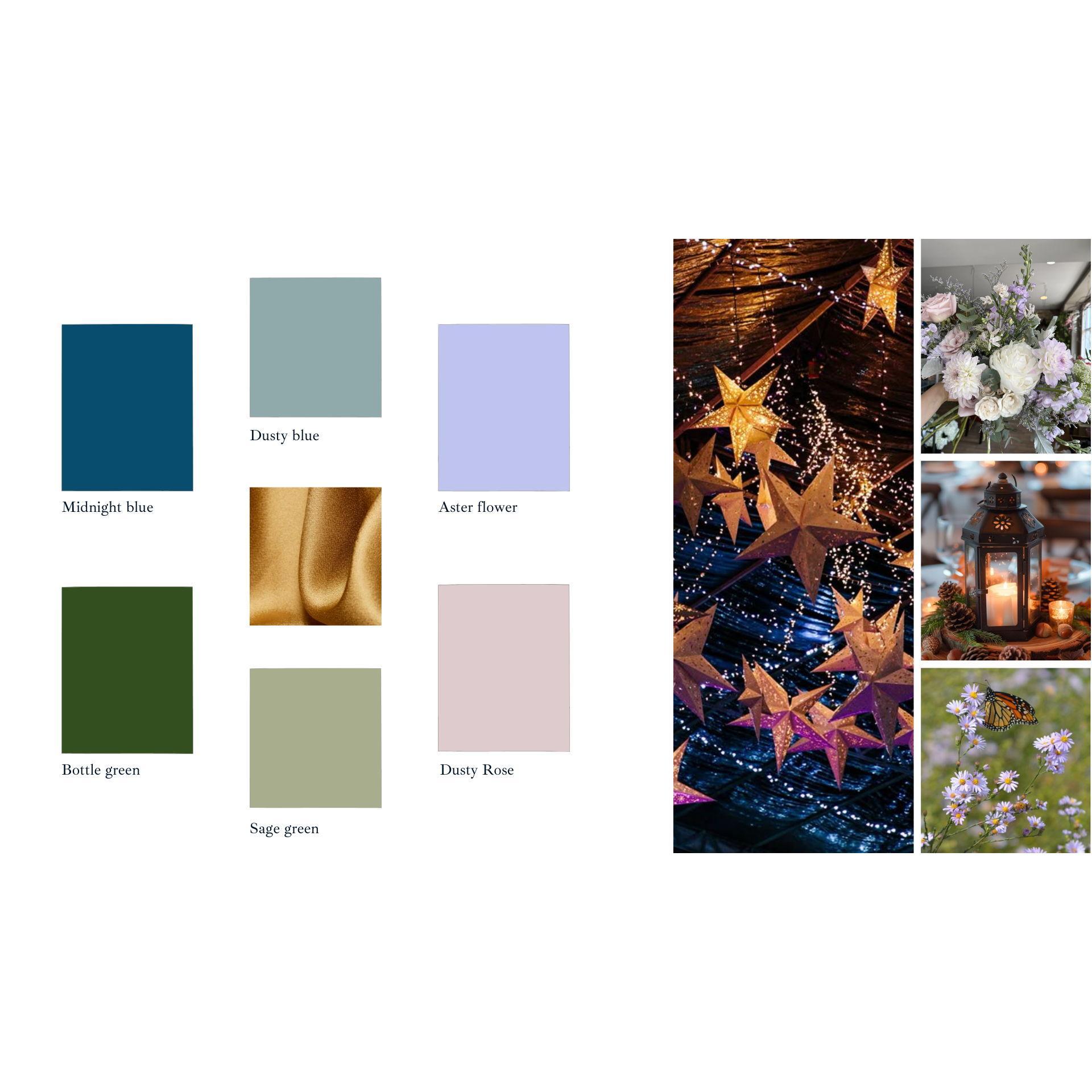 These are our colors and a little inspiration on the vibe!