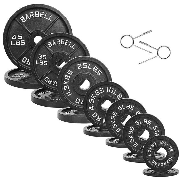 Fitvids 2 Inch Olympic Barbell Weight Plates Set, 255 LB(2.5-45 LB) Barbell Weight Set for Home Gym Strength Training
