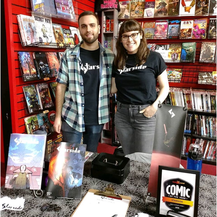Promoting Starside at Free Comic Book Day at our favorite local comic store