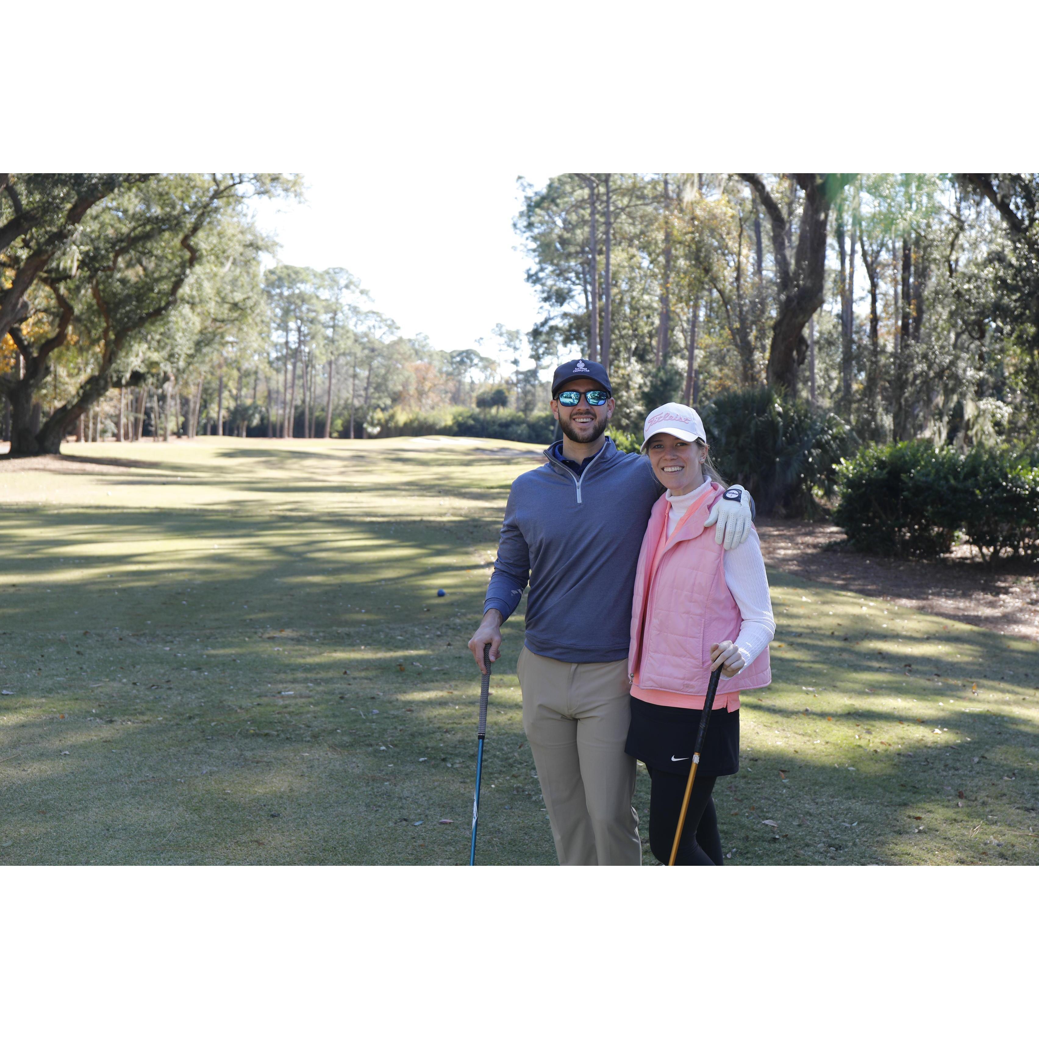 Brad teaching Steph the ways with Grandpop Daley in Hilton Head