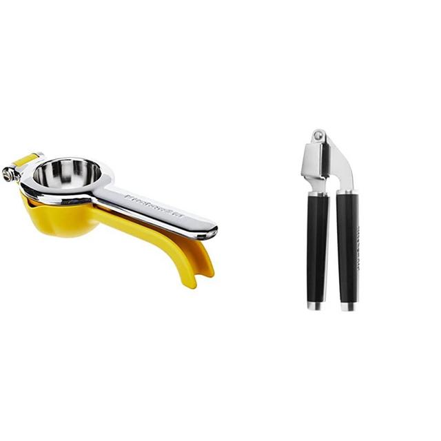 KitchenAid No Mess Citrus Squeezer, One size, Lemon & Classic Garlic Press, One Size, Black