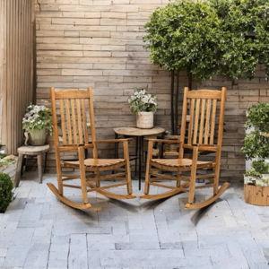 Karl Home | Classic Solid Wood Patio Rocking Chair (Set of 2)