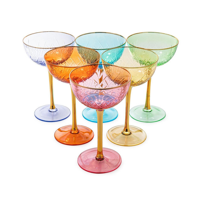 The Wine Savant Martini And Champagne Vintage Art Deco Coupe Glasses,, Set of 6
