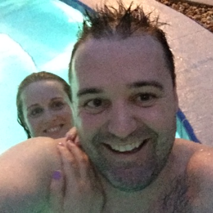 Cooling off in the pool in Indian Rocks Beach, FL.