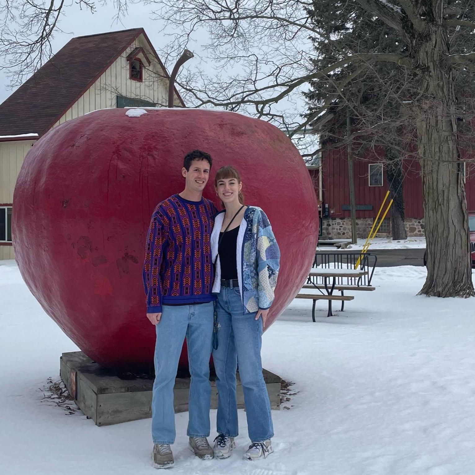 Grace's first trip to Michigan during which John-Luc and her said I love you for the first time. Pictured at Robinette's Apple Haus and Winery.