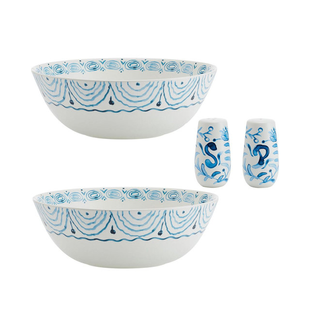 Fitz and Floyd Sicily Serve Bowls Plus Salt and Pepper Set