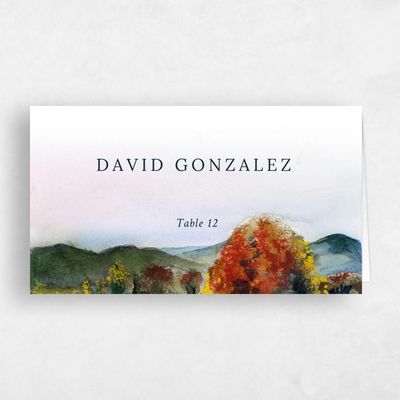 Maroon, Green Wedding Place Card - Montecillo