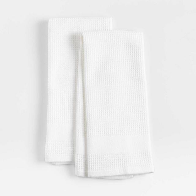 Waffle-Terry White Organic Cotton Dish Towels, Set of 2