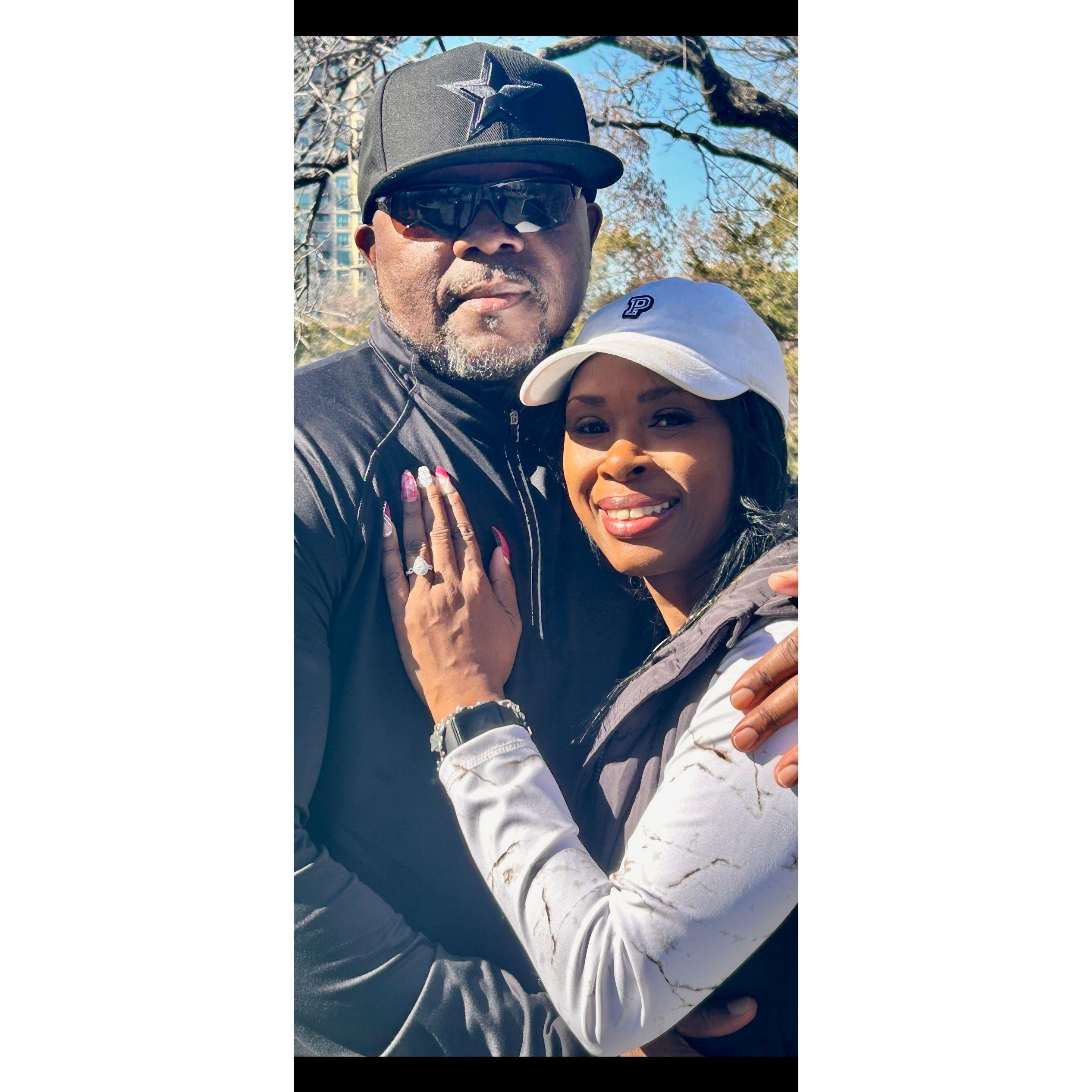 Engaged on The Katy Trail on our anniversary.