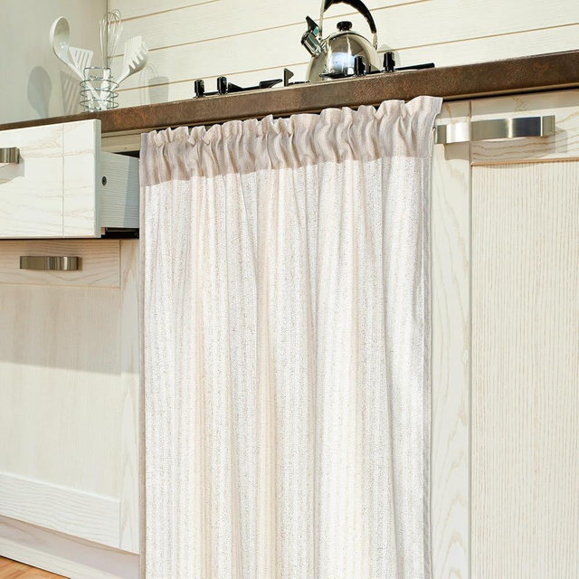 Hahafelt Cabinet Dishwasher Hidden Curtains with Telescopic Rod and Rod Clamp Dishwasher Desk 35 x 39 Inches Curtain for Kitchen Under Sink Washing Machine(Caramel Color)