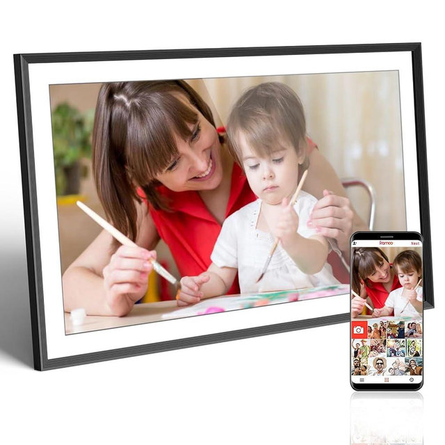 Frameo Digital Picture Frame 15.6 Inch, WiFi Smart Photo Frame with 32GB Storage, 1920x1080 IPS HD Touchscreen, Wall Mount & Tabletop, Share Pictures & Videos Instantly, for Mom