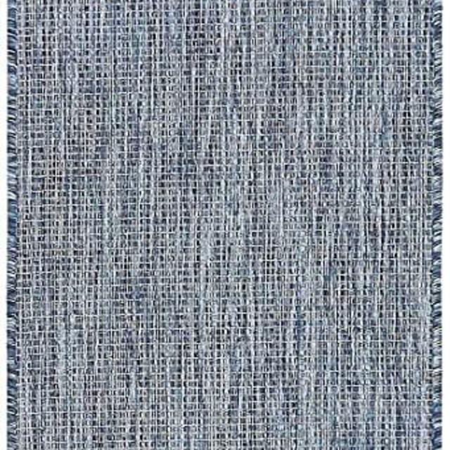 Unique Loom Outdoor Solid Collection Casual Transitional Indoor and Outdoor Flatweave Blue Runner Rug (2' 0 x 6' 0)