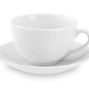 Apilco Très Grande Cups & Saucers, White, Set of 4