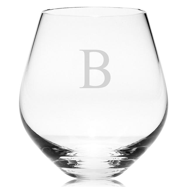 Lenox Tuscany Monogram Stemware, Set of 4 Block Letter Stemless Red Wine Glasses