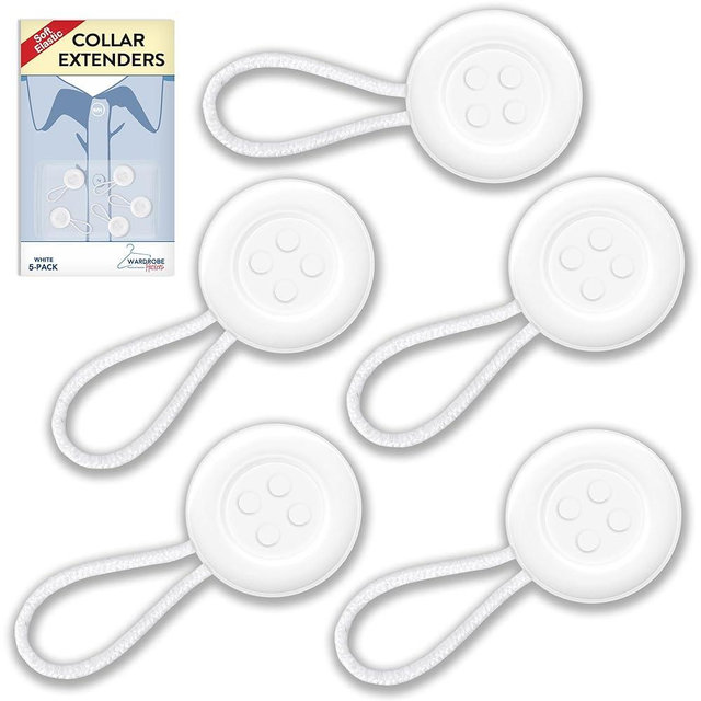Wardrobe Hackers Collar Extenders for Mens Shirts Soft Elastic Neck Relief Tight Collars for Dress Shirts Button Expanders