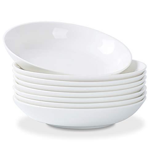 TGLBT Pasta/Salad Bowls 22 Ounce -Porcelain Bone China, lightweight, Set of 8,White