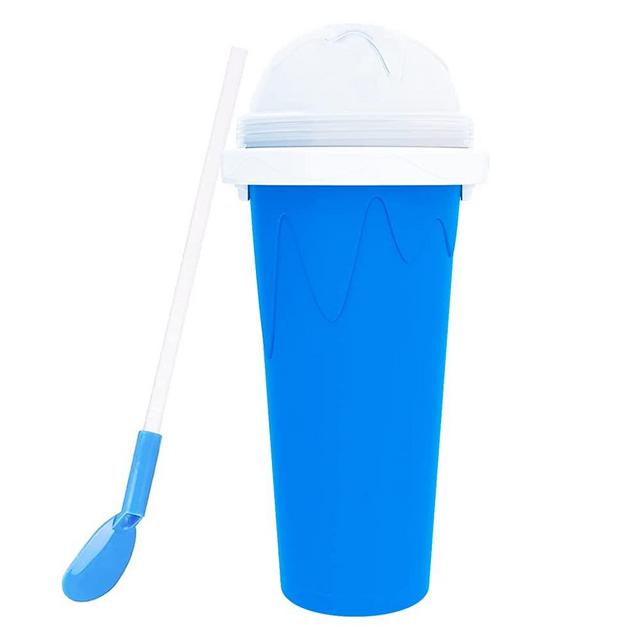 LATIBELL Slushy Maker Cup Travel Slushie Cup Portable Slushie Maker Frozen Magic Cup Double Layer Silica Cup Pinch Cup Summer Cooler Smoothie Silicon Cup Mini Ice Cream Maker for Children' & Adult