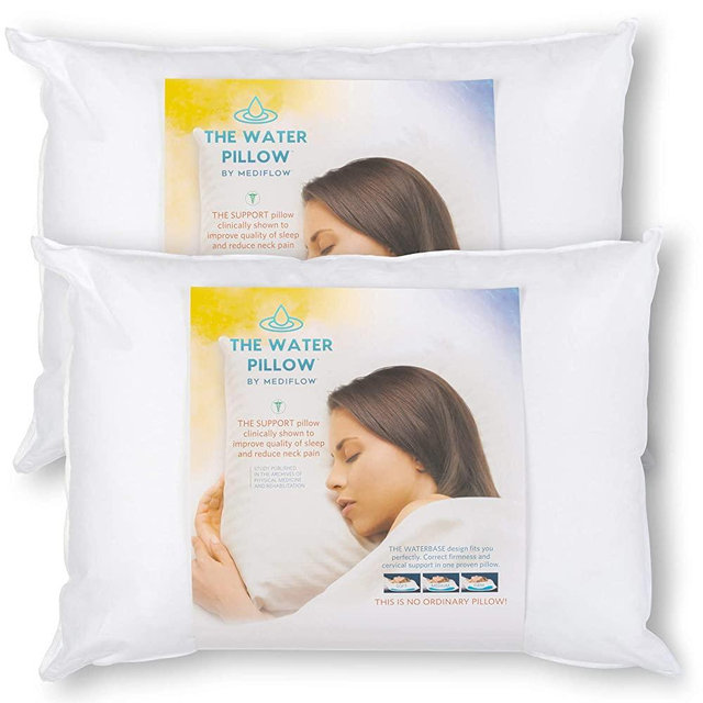 Mediflow Fiber: The First & Original Water Pillow, clinically Proven to Reduce Neck Pain & Improve Sleep. Therapeutic, Ideal for People Looking for Proper Neck Support