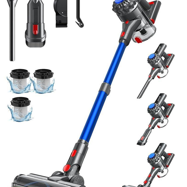 SVHT V15 Cordless Vacuum Cleaner, 45Mins Powerful Vacuum Cleaners for Home, Lightweight Stick Vacuum with Advanced Green Light Tech, Rechargeable Battery Vacuum for Carpet,Pet Hair,Hardwood Floor