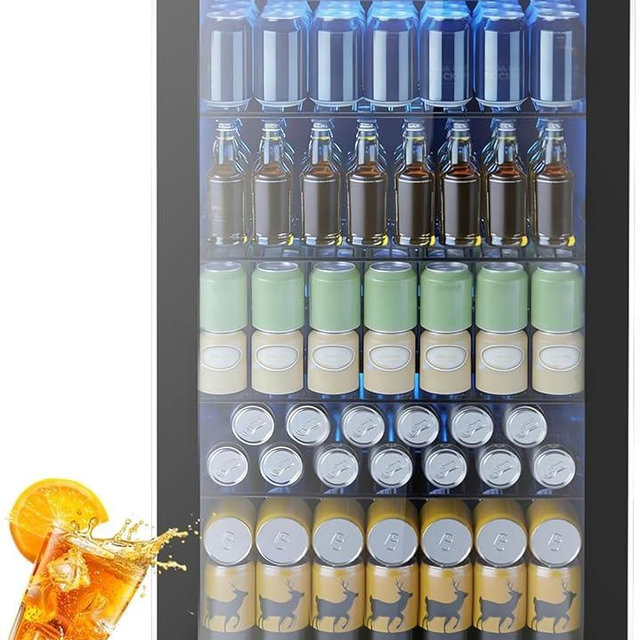 Electactic Mini Fridge 130 Can Beverage Refrigerator Cooler, 3.1 Cu.Ft Drink Fridge for Soda Wine Beer, Adjustable Temperature Control for Home Office, Black
