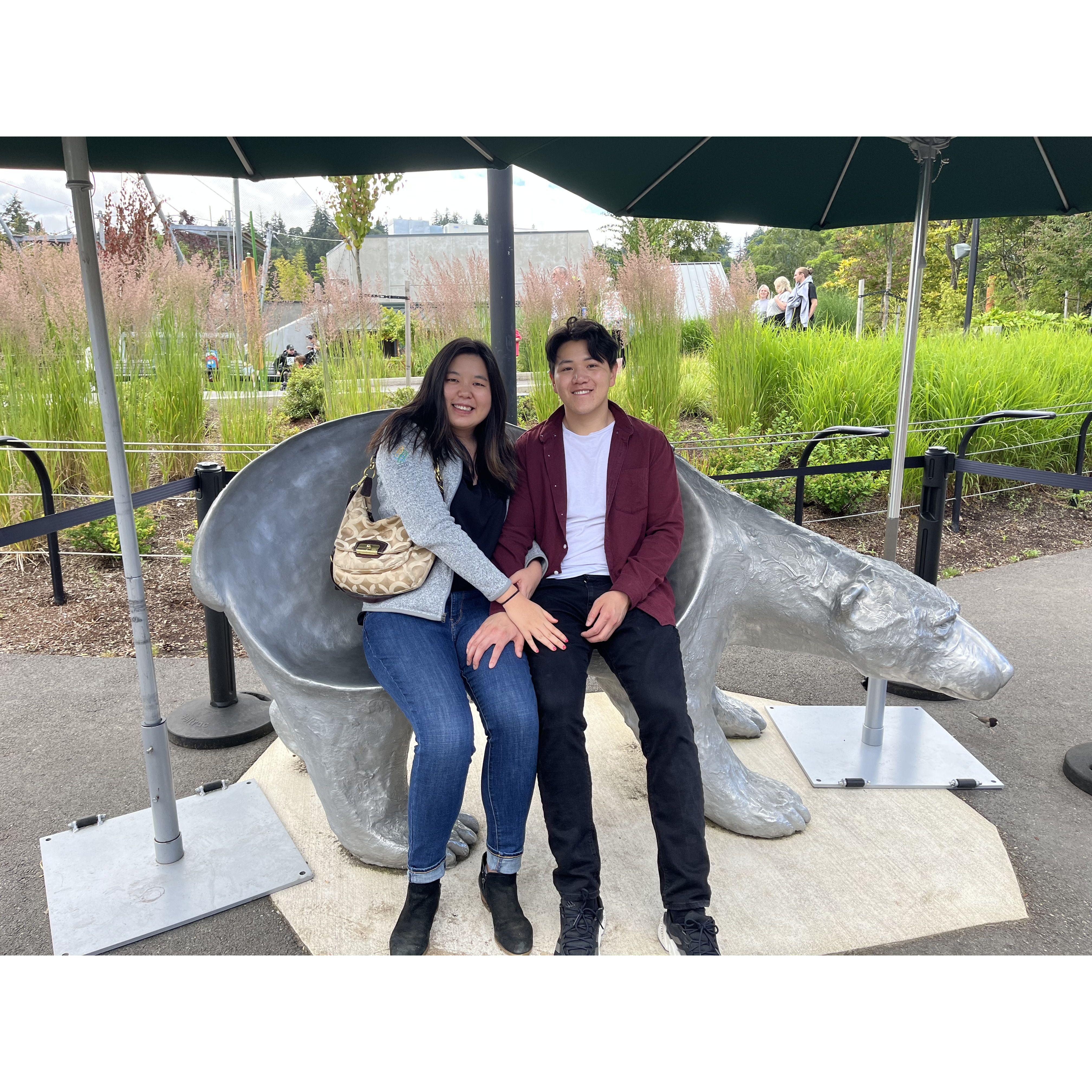 But we continued to date! (One of our early dates at the Portland Zoo)