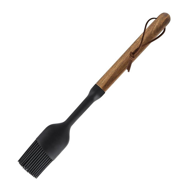 SETRON Silicone Oil Brush with Wooden Handle, Basting Brush Pastry Brush for Grilling BBQ Cooking Baking, Heat Resistant Brush for Sauce Butter Kitchen, Dishwasher Safe, Hanging Loop, Easy to Clean