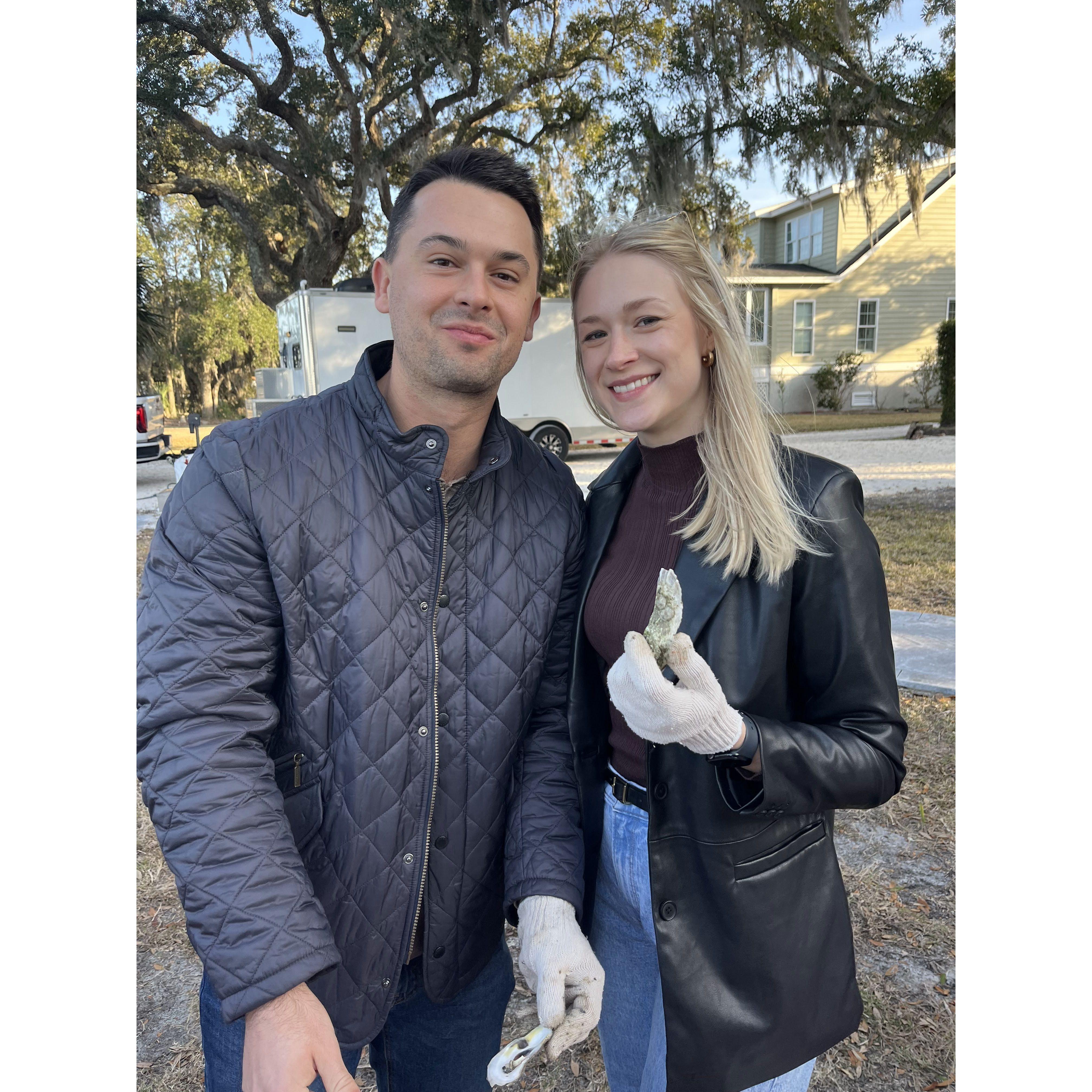 Oyster roast in Savannah with Danny's family