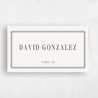 Light Oatmeal, Beige Wedding Place Card - Mahogany