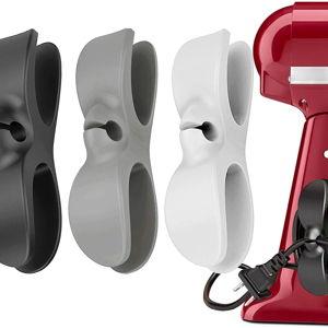 Cord Organizer for Kitchen Appliances - 3 PCS Stick On Cable Wrapper Holder Winder Keeper, Power Wire Management Wrap Hook Clip for Kitchenaid Mixer, Home Gadget Accessories