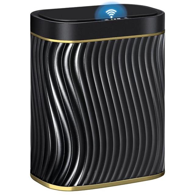 Bathroom Small Trash Can with Automatic Touchless Lid, 2.6 Gallon Smart Garbage Can Narrow Waterproof Trash Bin for Bedroom, Office, Living Room