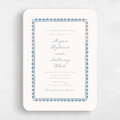 Blue Rounded Wedding Invitation - Fayvel Portrait