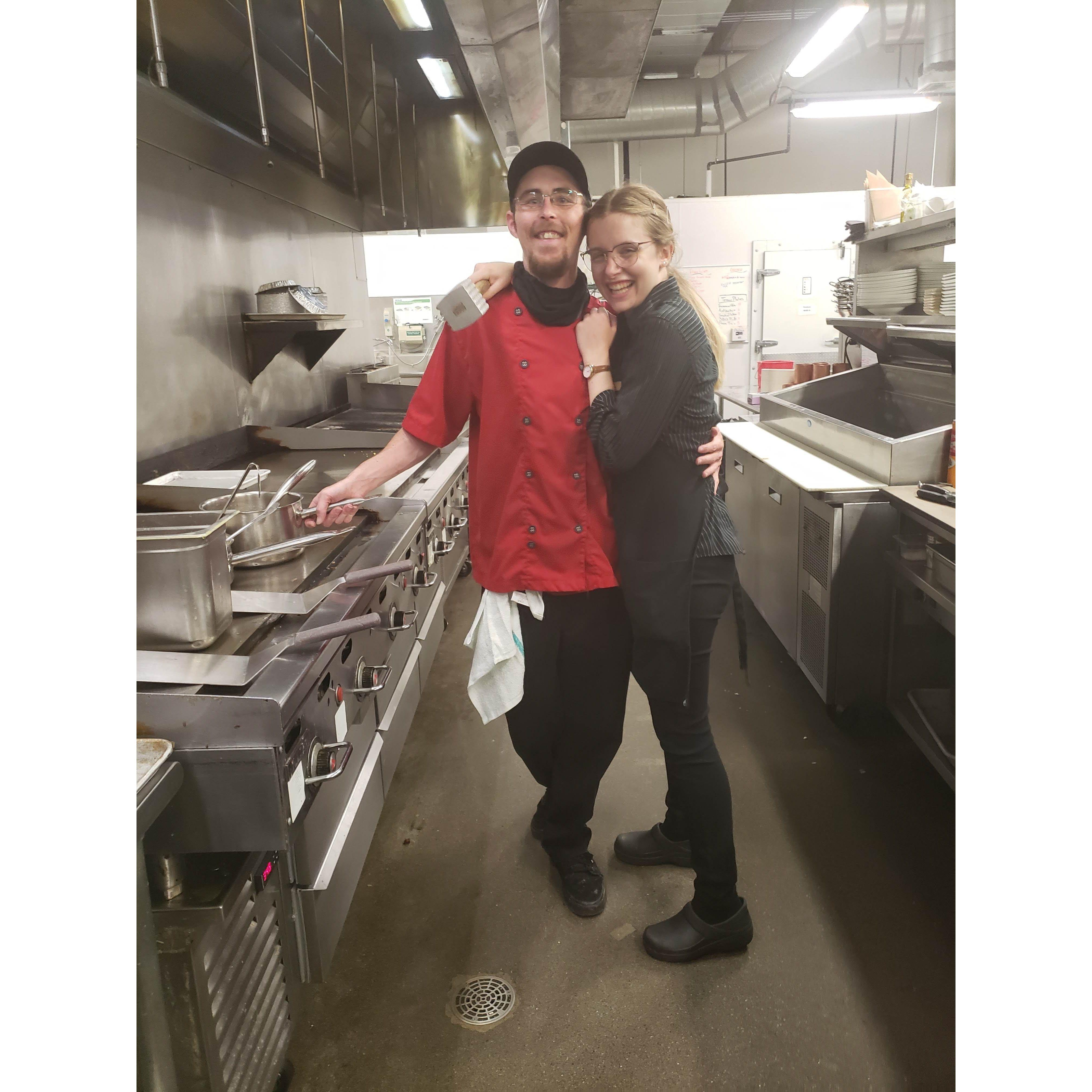 We met in this kitchen at the Davenport Grand Hotel.