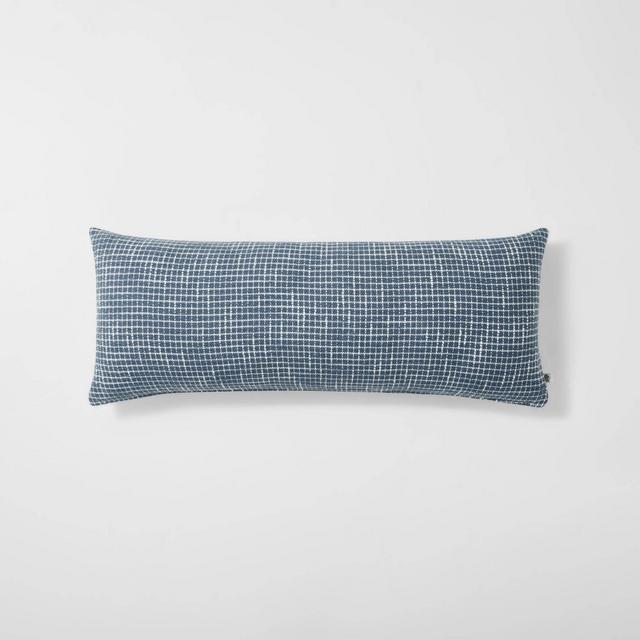12"x30" Allover Textured Grid Lines Lumbar Throw Pillow Sterling Blue - Hearth & Hand™ with Magnolia