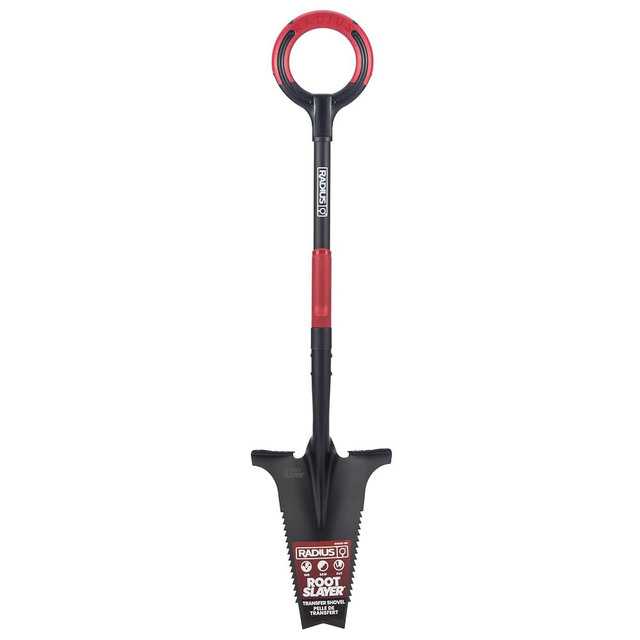 Root Slayer RS220 Heavy Duty Garden Shovel with Serrated Blade for Digging and Root Removal, Steel Spade