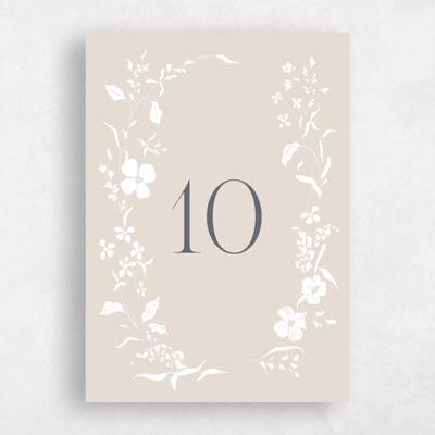 Classic Greige, Beige Wedding Table Number - Lynette