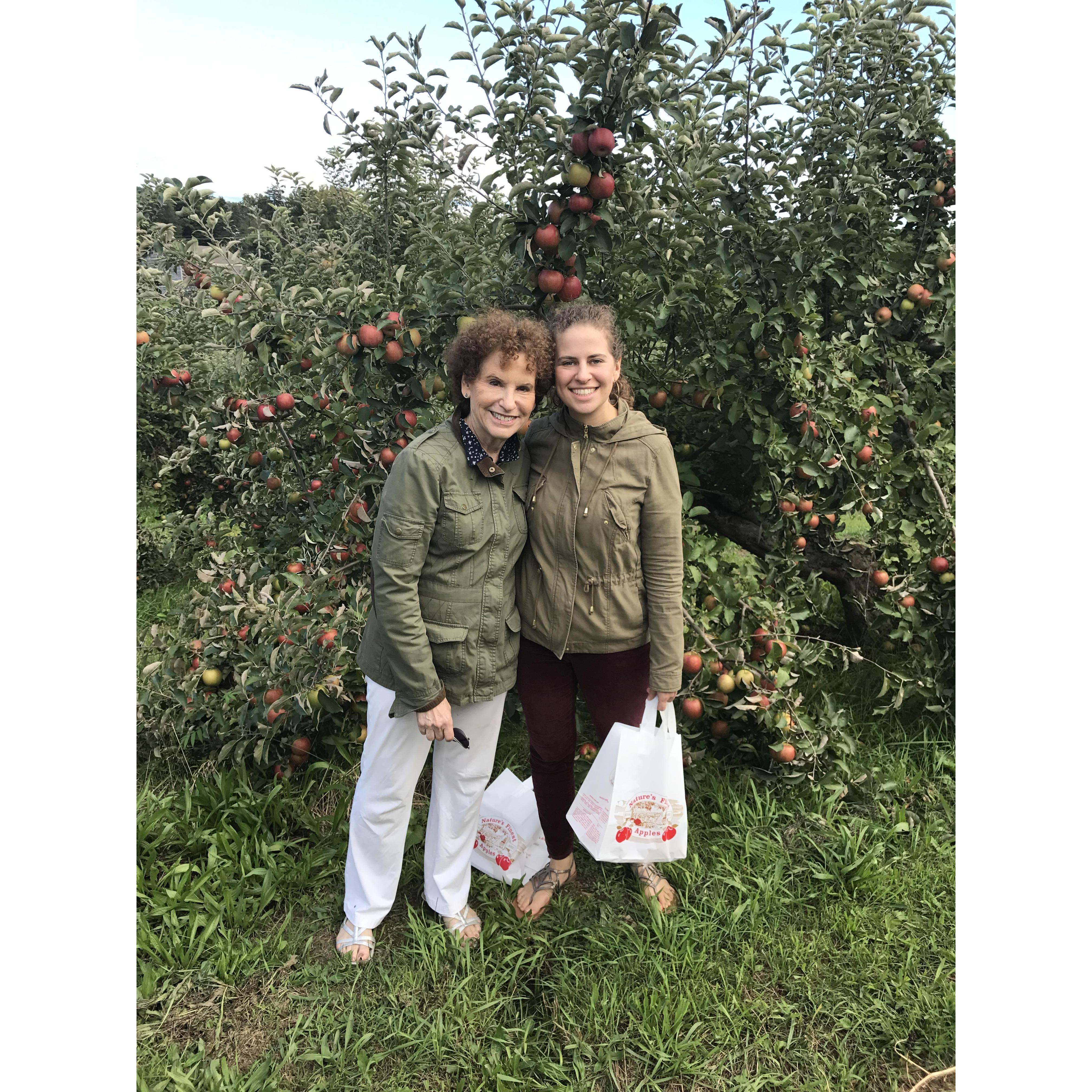 Laura apple picking with her mom Jane upstate.