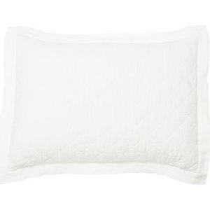 Belgian Flax Linen Diamond Quilted Sham, Standard, White
