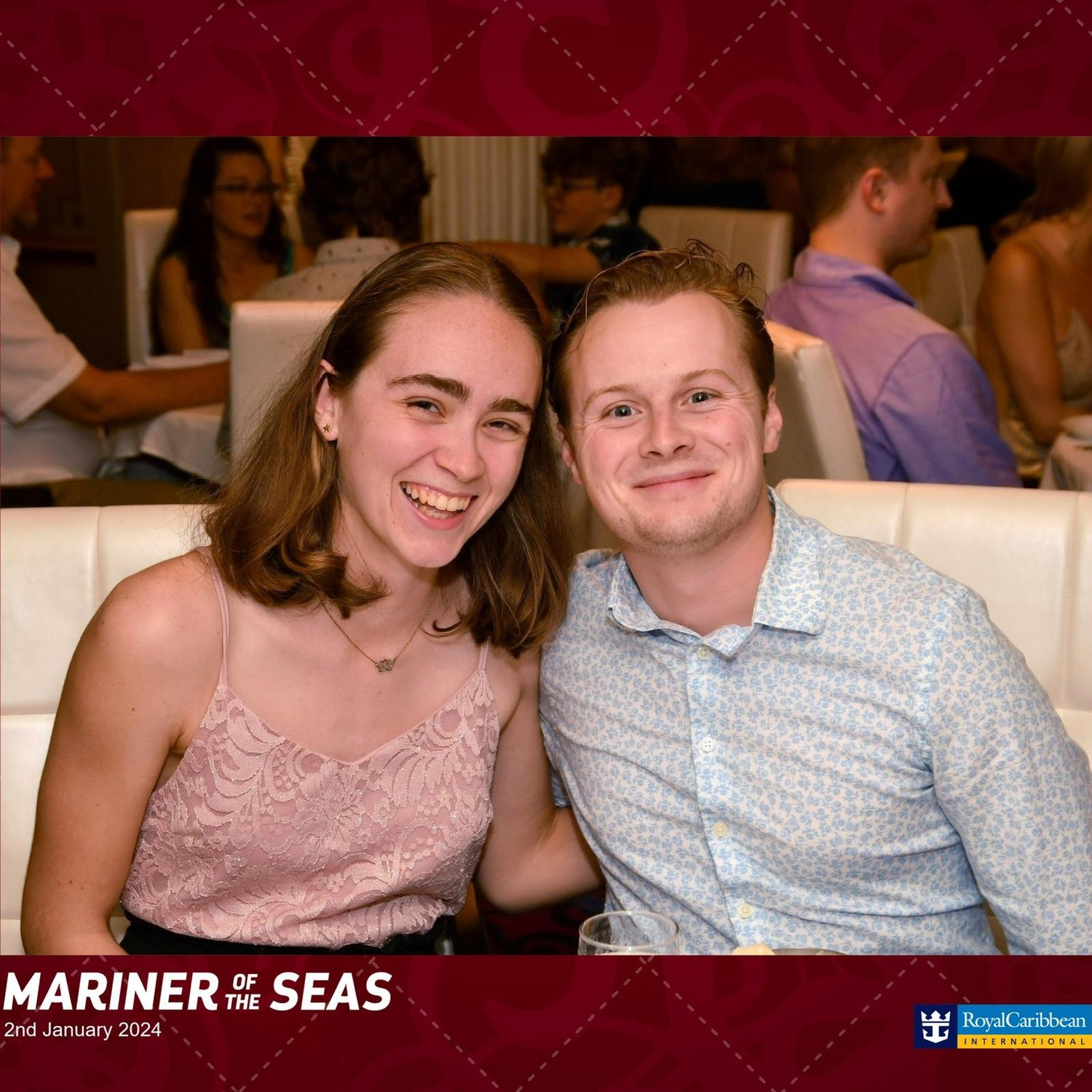 Kristen and Sean at dinner on the Mariner of the Seas. They went on this cruise with Kristen's family.