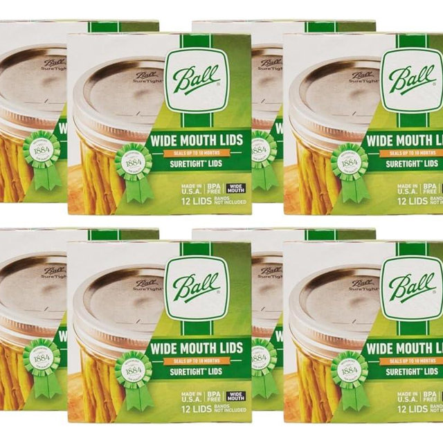 Ball Mason Jar Lids, Wide Mouth, 12 CT (Pack of 8)