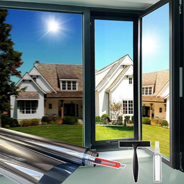 Window Privacy Film See Out Not in, One Way Privacy Window Film, Removable Window Tint for Home, Reflective Static Cling Window Film Heat Blocking, Natural Silver, 17.5 X 78.7 inch
