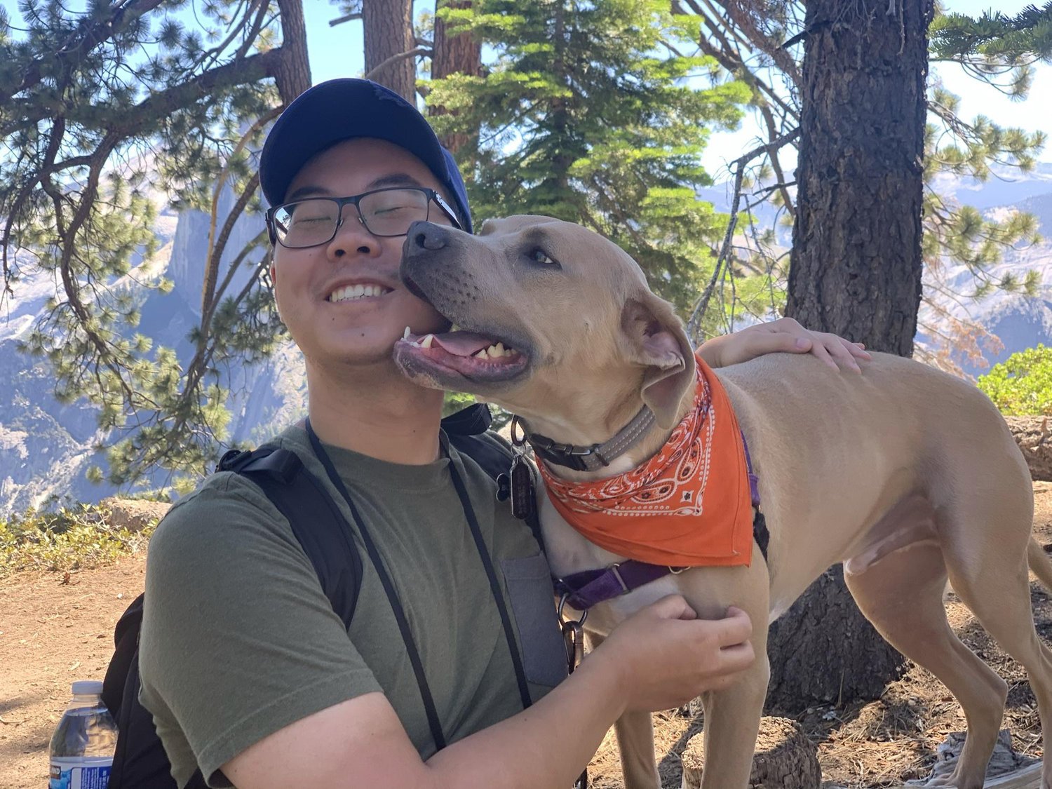 Justin and Booker in Yosemite National Park, CA in 2020.